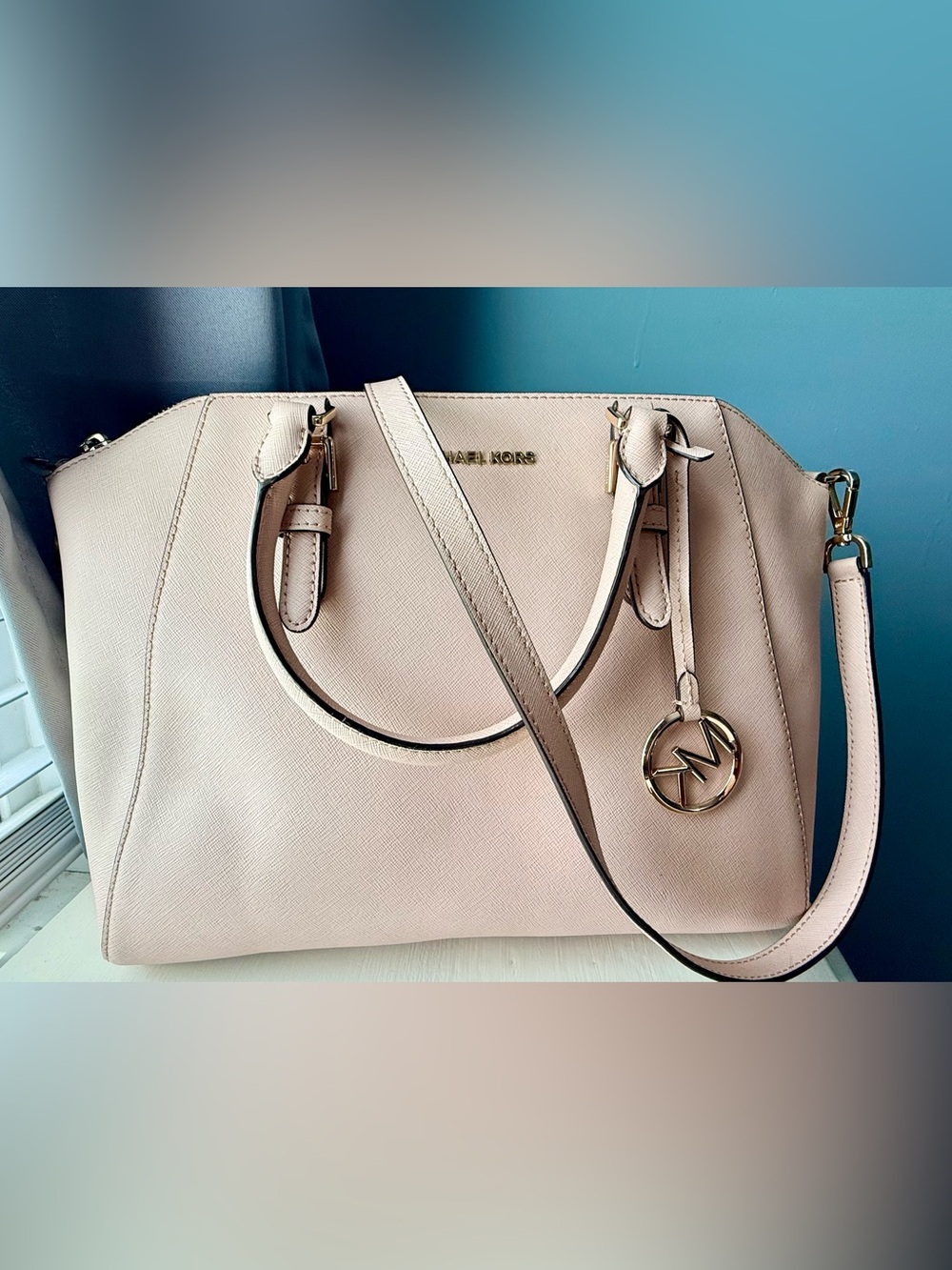 Michael Kors Pale Pink Saffiano Tote with Gold Logo